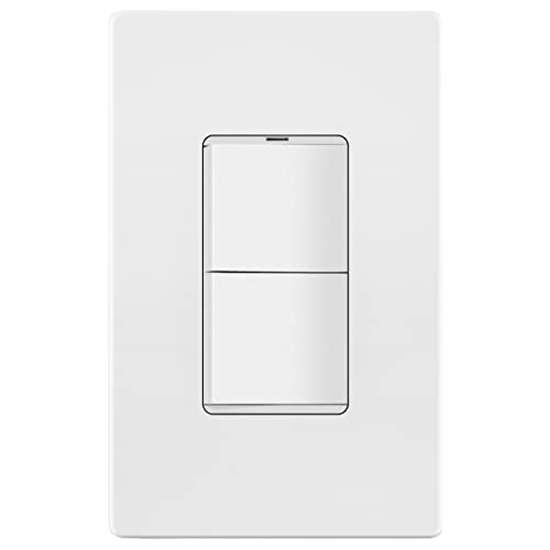 LIDER - Interruptor doble iluminado con acabado mate con placa de pared sin tornillos, interruptor...