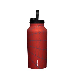 Corkcicle Spiderman - Botella de agua de viaje, acero inoxidable con triple aislamiento, mantiene...