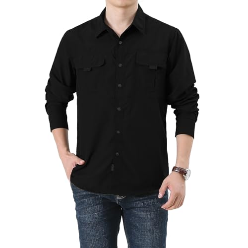 YOUTHGO Camisa Hombre Cargo Pesca Playera de Senderismo de Manga Larga Impermeables Casual Secado...