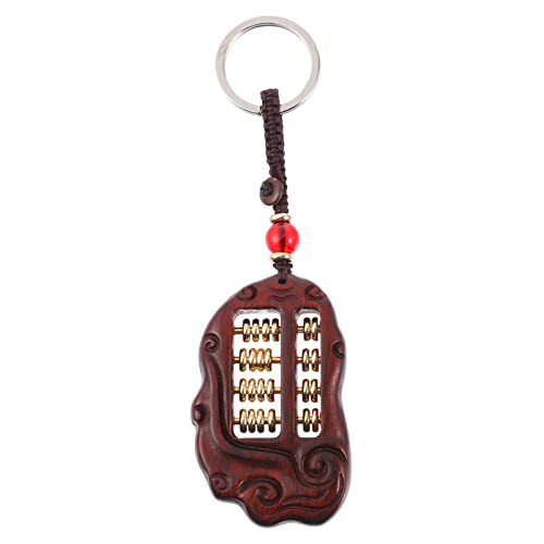 Cabilock Mini llavero de ábaco con colgante de madera de latón para decoración de estilo chino,...