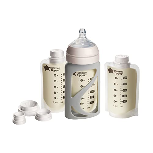 Tommee Tippee Pump and Go Pouch Holder with Slow Flow Nipple, Fits Pre-sterilized Pump and Go...