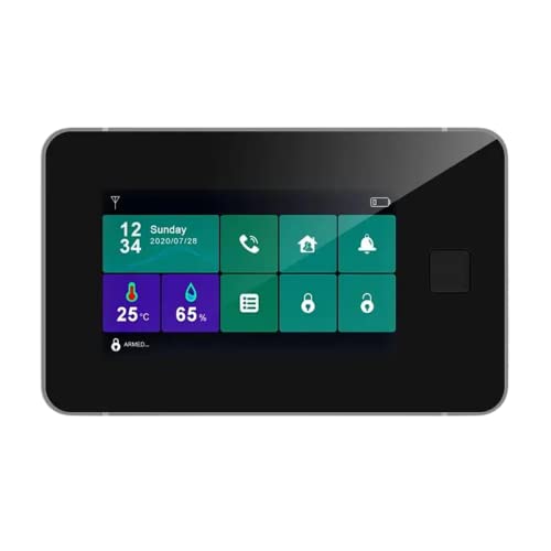 Clicklife Alarma para casa gsm WiFi Panel Touch con 5 Accesorios, Modelo 4G Huella Dactilar...