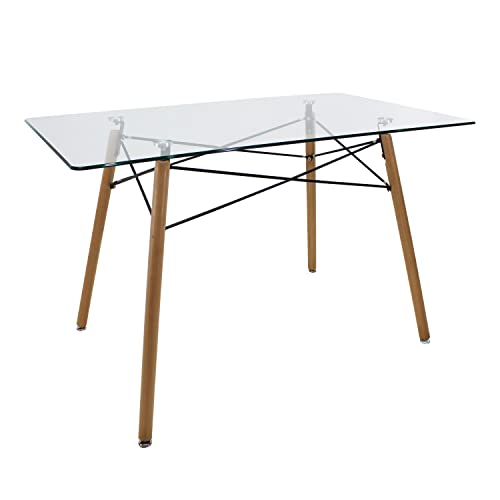 MUNDO IN MUEBLES Mesa Comedor Rectangular de Cristal, Comedor 4 Sillas para Hogar y Mesa de Trabajo,...