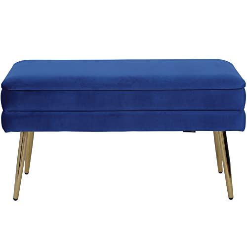 SOFT ASS Moderno Banco de Almacenamiento de Terciopelo, reposapiés tapizado con Patas de Metal...