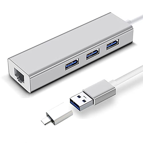 (con Adaptador USB C) 4 En 1 Adaptador USB Ethernet, Adaptador Ethernet USB 3.0, Tarjeta de Red LAN...