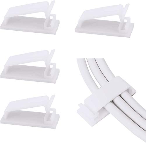SOULWIT 50Pcs Clips Organizador de Cables Autoadhesivo, Gestión de Cable Eléctrico, Clips de...