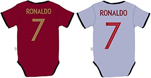 Kitbag Ronaldo - Mameluco de fútbol para bebé (9-12 meses, rojo/blanco, paquete de 2)