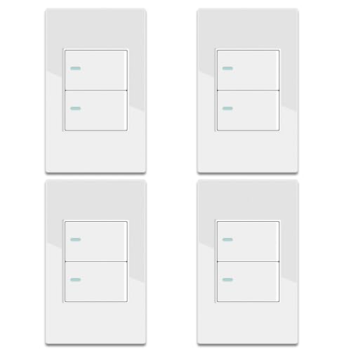 Megaluz Interruptor de Luz 2 Bandas 10A Diseño Simple Apagador Doble Interruptor de Escalera - 4...