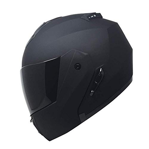 KOV Casco para Moto Stealth Abatible Todas Las Tallas certificacion Dot (XL), Negro Mate