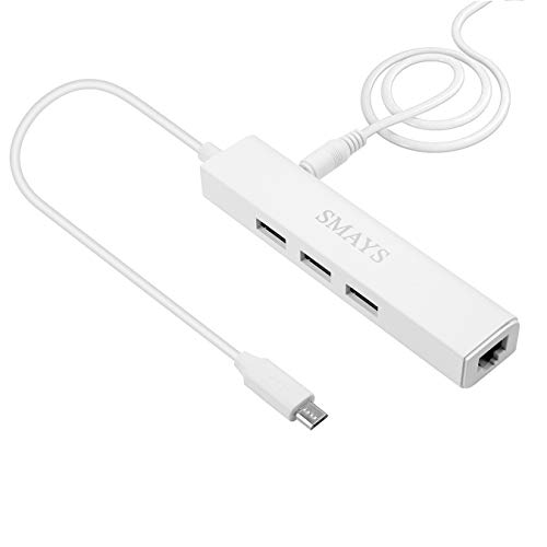 Chromecast Adaptador Ethernet, puerto LAN micro USB a RJ45 con 3 USB OTG Hub Cable
