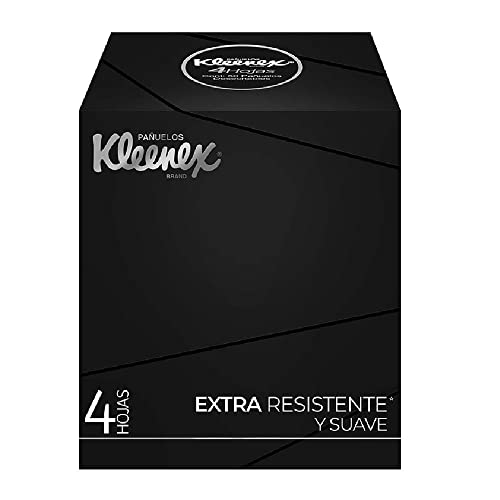 Kleenex Pañuelos Faciales, Elegance Black, Paquete Con 50 Piezas De Cuatro Hojas, Extra Resistentes...