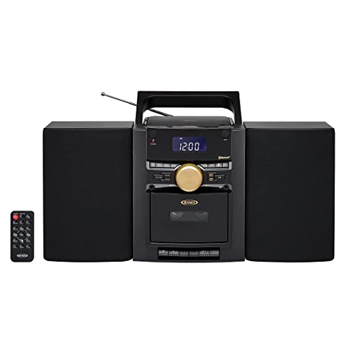 Jensen - Sistema de música de CD estéreo portátil de 3 piezas con casete y radio digital AM/FM...
