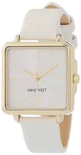 Nine West - Reloj con correa para mujer, Blanco/Dorado, Moderno
