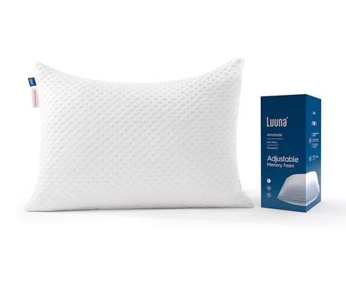 Luuna Almohada Ajustable con Espuma de Memoria, Estándar 64 x 46 cm, Relleno 100% Memory Foam...