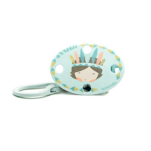 SUAVINEX Broche Sujeta Chupon Arrows, Azul, Paquete de 1 Count