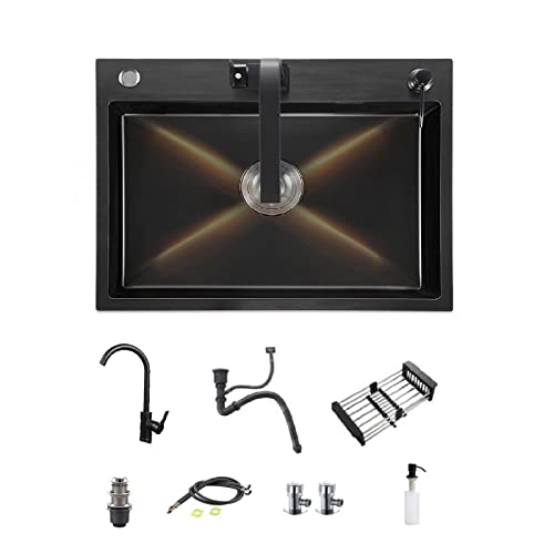 Fregadero Empotrado INOX, Fregadero Cocina 1 Seno y Escurridor Acero Inoxidable, Fregadero De Un...