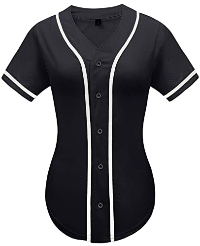 babyhealthy playera de béisbol para mujer, con botones, lisa, para softball, hip hop, deportiva,...