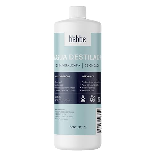 HEBBE - Agua DESTILADA para Uso COSMÉTICO | Ideal para ELABORAR Productos FACIALES como CREMAS,...