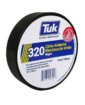 Tuk - Cinta Aislante Eléctrica de Vinilo Color Negro de 19 mm x 18 m