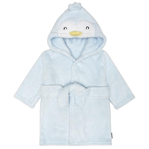 Gerber - Albornoz con capucha de personajes de animales, Azul Penguin, 0-9 Meses