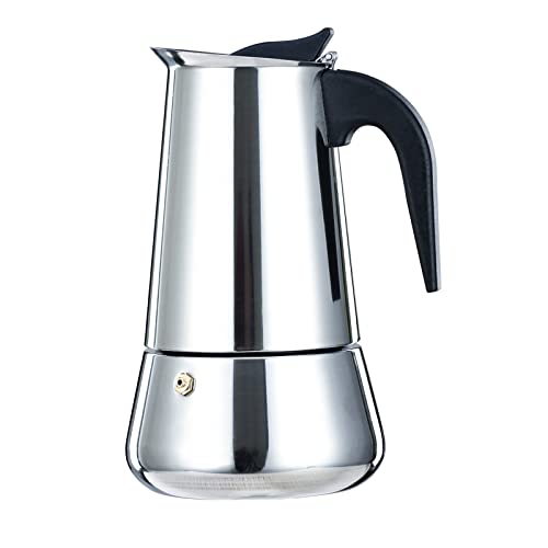 Simyolife - Cafetera de café de acero inoxidable, cafetera italiana de moka, apto para inducción,...