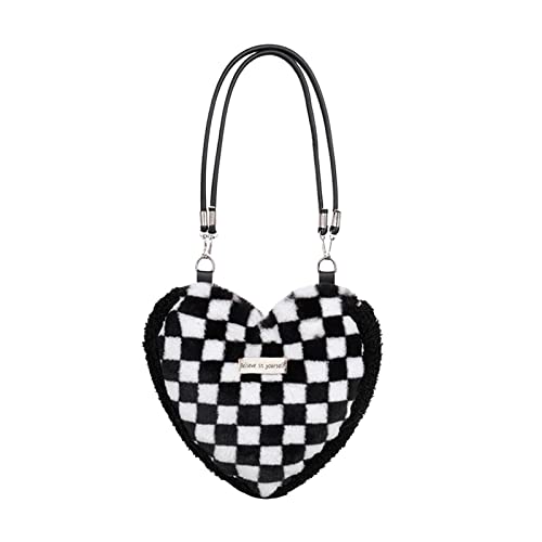 Nanyaciv Felpa Vintage Mullido Felpa Invierno, Bolsos Hombro Peludos en Forma corazón Gruesos y...