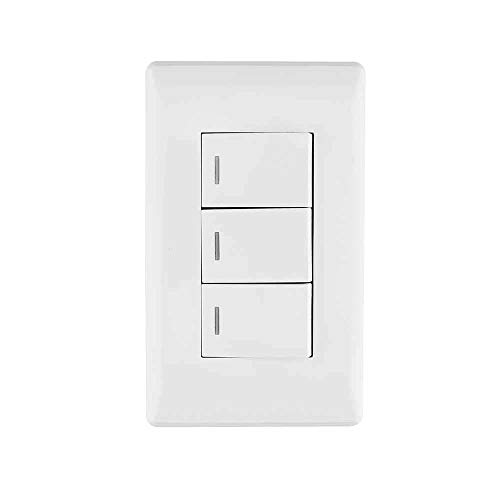 SANELEC, Apagador Triple, Línea Italia, Diseño Simple, Apagadores e Interruptores, Modelo 4448