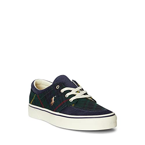 POLO RALPH LAUREN Faxon X - Tenis de Lona de caña Baja, tartán, Azul Marino (Navy Tartan), 8.5 US