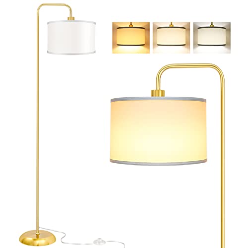 Lámpara led de pie para sala de estar, de 3 colores, con interruptor de pie, moderna, de poste...