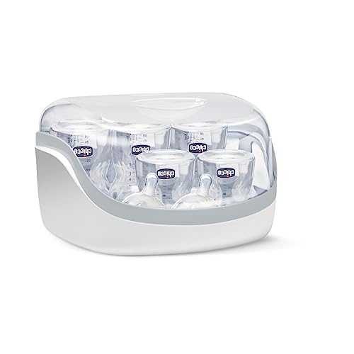 Chicco - Esterilizador para microondas de vapor, rápido y fácil de usar, hasta 6 Biberones,...