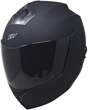 KOV Casco para Moto Stealth Abatible Todas Las Tallas certificacion Dot (M), Negro Mate