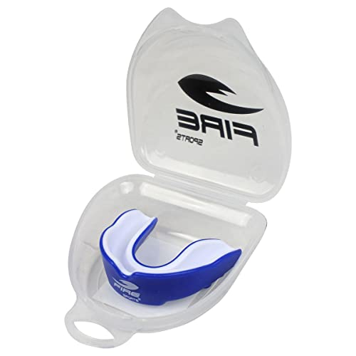 FIRE SPORTS Protector Bucal Moldeable Bicolor Azul/Blanco Estuche Box, MMA, Artes Marciales.