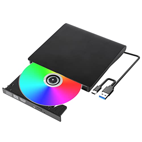 Lector de CD/DVD Externo Tipo A+C, Grabadora CD/DVD-RW/ROM Portátil con USB 3.0 Unidad De DVD...