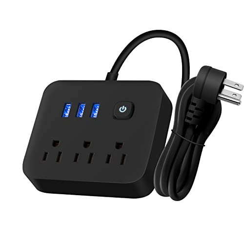 Lostrain Multicontactos USB,Regleta de Alimentación con 3 Ca(10A) y 3 USB A Protector contra...