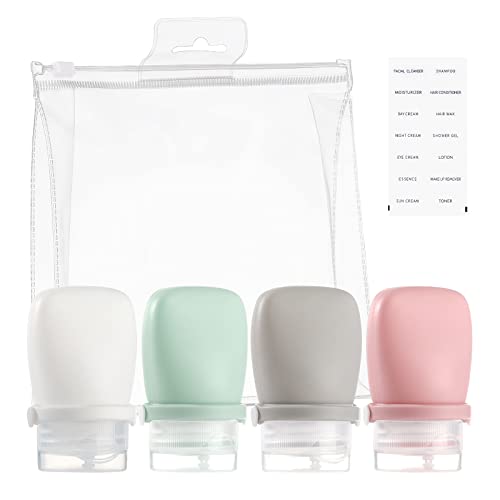 IUASZZ - Botellas de viaje de 4 piezas de 1 oz pequeños recipientes de artículos de cambiador de...