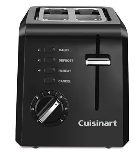 Cuisinart CPT-122BK tostador compacta de plástico de 2 rebanadas, color negro