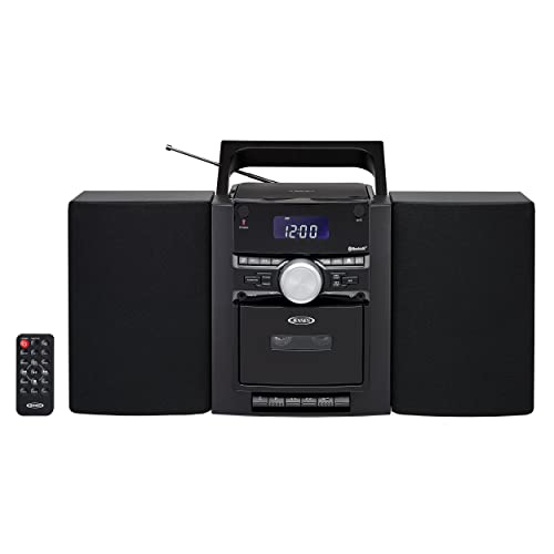 Jensen - Estantería de CD de 3 Piezas para el hogar, estéreo, Bluetooth, Sistema de música con...