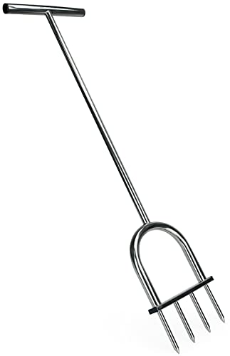 Varomorus Aireador de acero inoxidable para césped, herramienta resistente para airear el césped