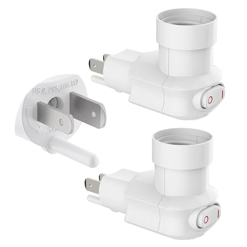 MOSU Enchufe de luz enchufable,Adaptador de extensión de Enchufe E26/E27 con Interruptor,Toma de...