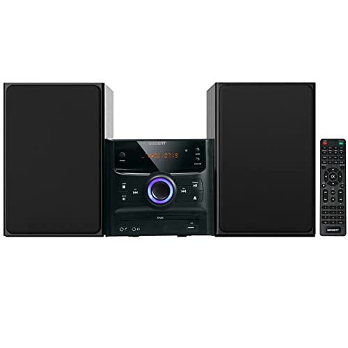 WISCENT Sistema de estante estéreo para el hogar con Bluetooth, reproductor de CD, radio FM, mini...