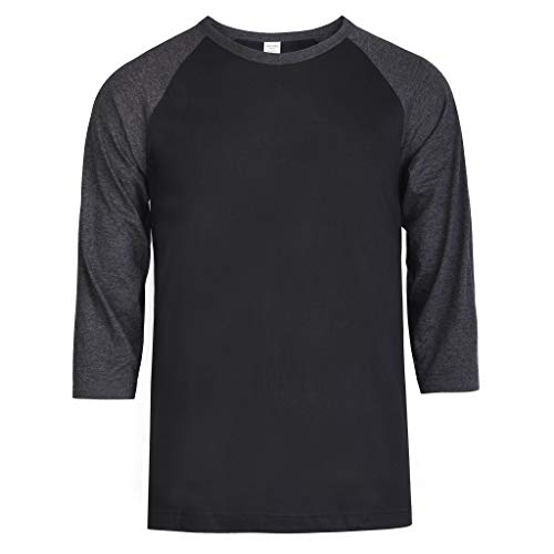 Parte Superior Pro Playera de béisbol de Manga 3/4 para Hombre, Carbón/Negro, Large