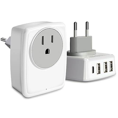 Adaptador de Enchufe Europeo de Viaje, Toma de Viaje Adaptador de Enchufe Internacional Conector...