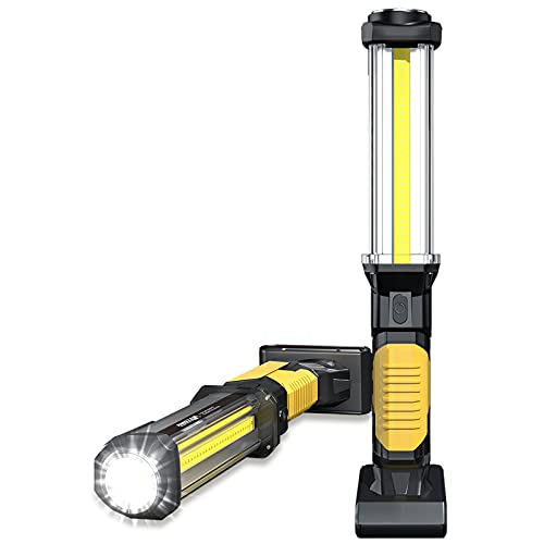 WARSUN - Luz de trabajo recargable LED de 1500 lúmenes superbrillantes COB luces de trabajo...
