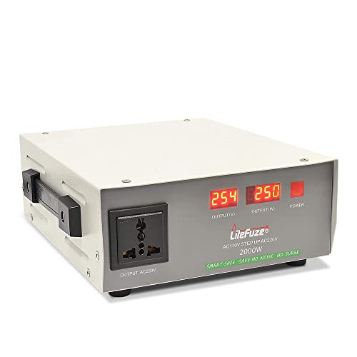 LiteFuze Transformador de voltaje automático de 2000 vatios – Paso hacia arriba – 110 V/220 V...