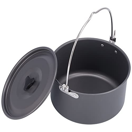 Olla para acampar, Olla de cocina de aleación de aluminio con asa plegable Olla portátil para...