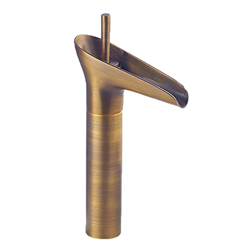 Grifo monomando para lavabo, grifo monomando retro para fregadero de latón para agua fría y...
