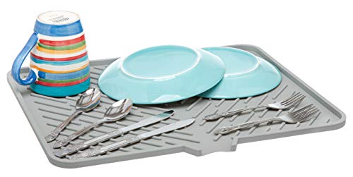 Luxet - Alfombrilla de silicona para secar platos con borde de drenaje integrado, almohadilla de...