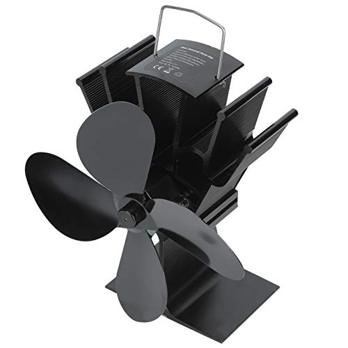 Ventilador de estufa, Ventilador de estufa de madera de 4 aspas, Circulación de calor ecológica...