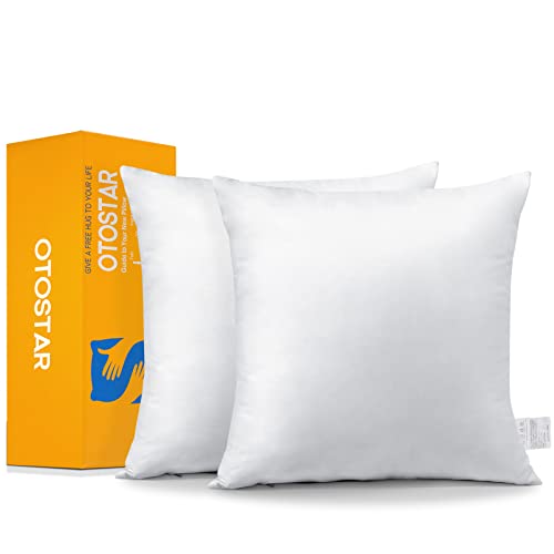 OTOSTAR Paquete de 2 Rellenos de Almohada, Relleno de Cojín 18x18 Pulgadas Cuadrado Suave y...
