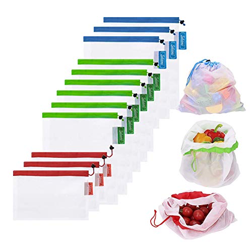 Bolsas reutilizables de malla,Sebami Bolsas Compra Reutilizables Ecológicas Bolsas lavables para...